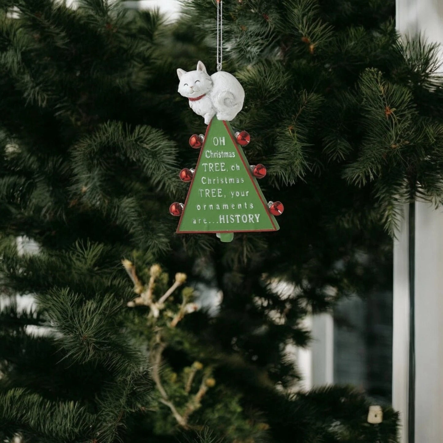 Oh Christmas Tree Cat Ornament, Window Hanging, Pet Lovers