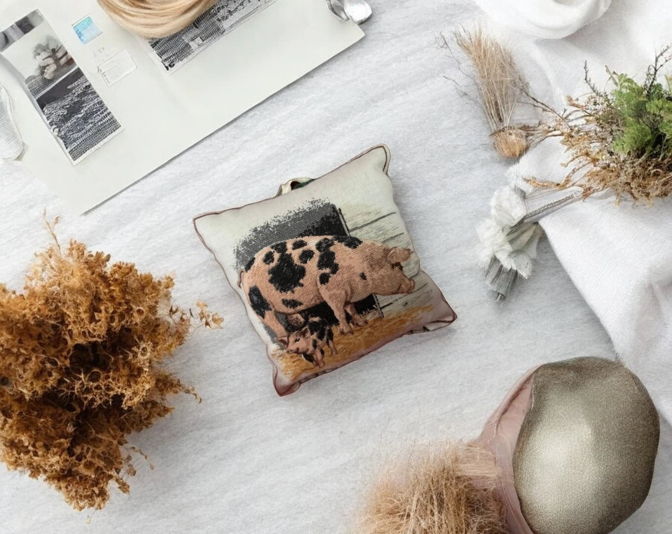 Balsam Fir Filled Pig Pomander 3X3″ Maine Made