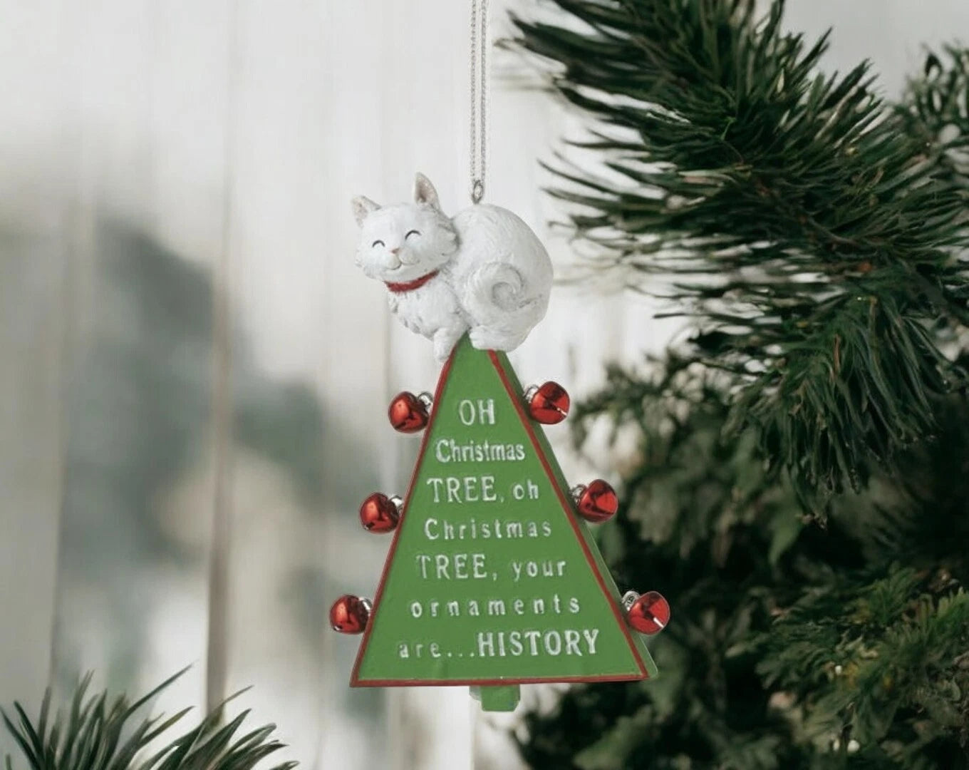 Oh Christmas Tree Cat Ornament, Window Hanging, Pet Lovers