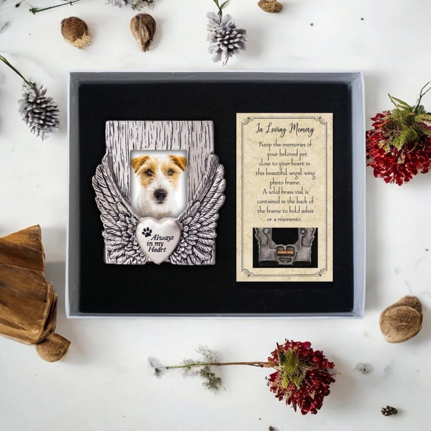 Always In My Heart Angel Wings Pet Memorial Photo Frame, Pet Picture Frame
