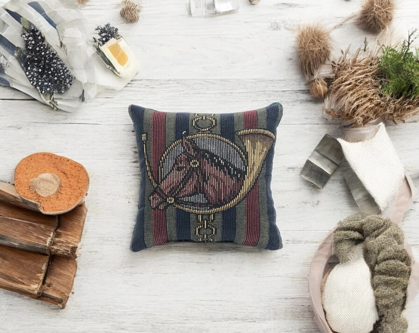 Balsam Fir Filled Horse and Horn Pillow 5x5" Maine Made