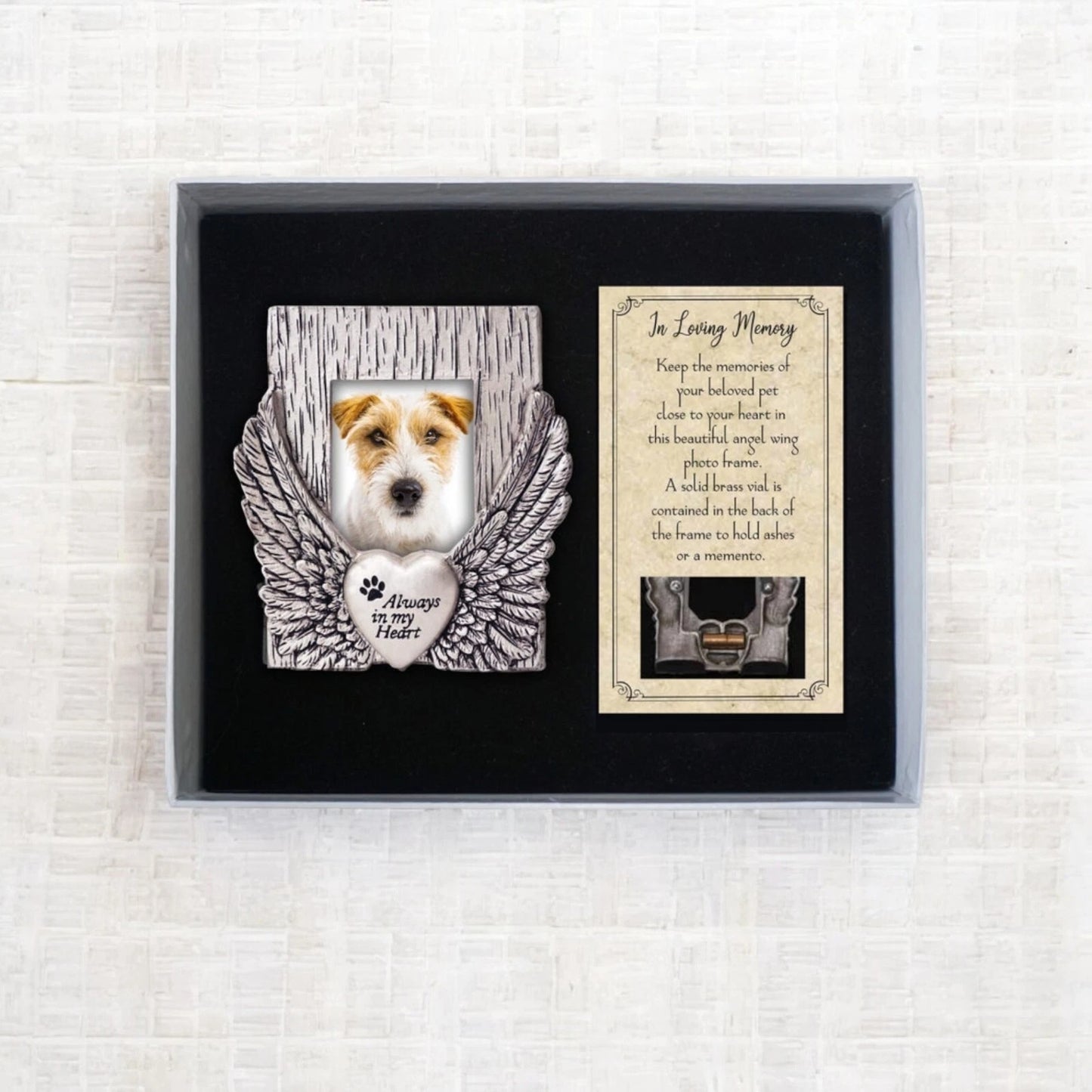 Always In My Heart Angel Wings Pet Memorial Photo Frame, Pet Picture Frame