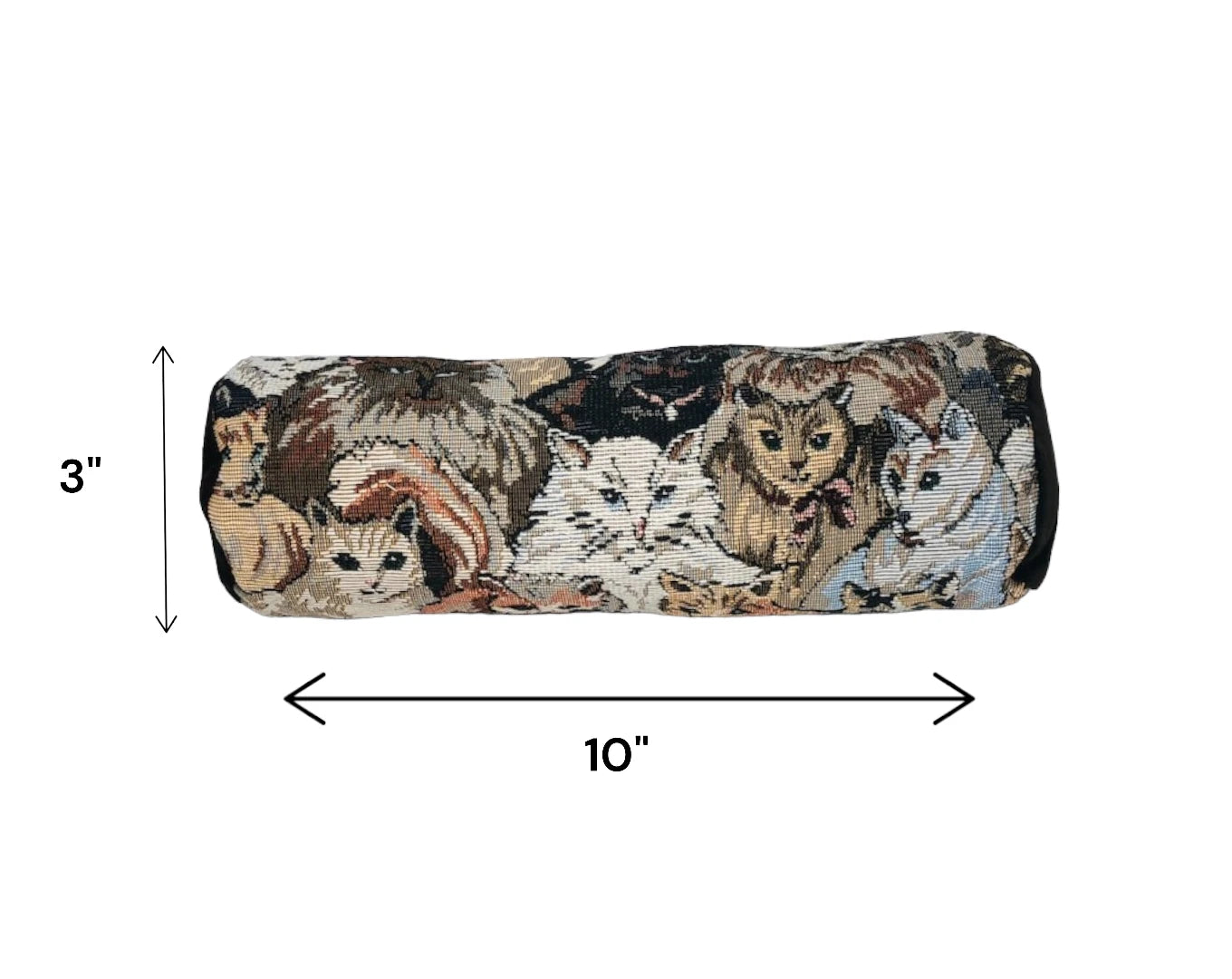 Balsam Fir Filled Cat Faces Tapestry Neck Roll 3″ x 10″
