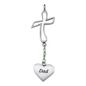 Dad Cross Car Charm - 'Never Drive Faster' Beaded 8in Ball Chain | Gift for Dad