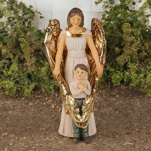 4″ Guardian Angel w/ Boy Statue Hand Painted Plastic Figurine