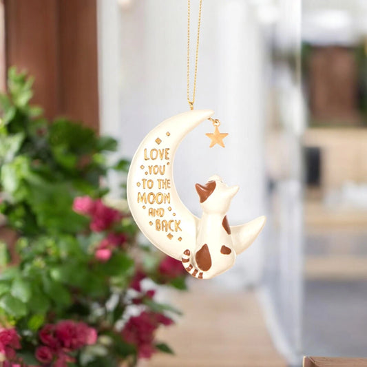 Cat Ornament, Love You To The Moon And Back, Cat on Moon, Christmas Gift