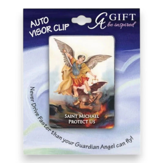 Saint Michael Protect Us Car Visor Clip Guardian Angel Medal Gift for Driver