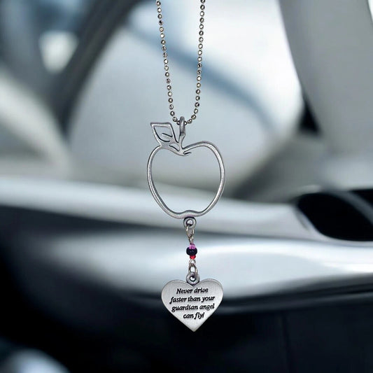 Never Drive Faster than your Guardian Angel Can Fly Car Hanging Charm ( Teacher)