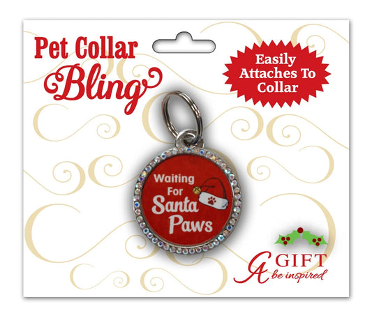 Christmas Pet Collar Bling - 'Waiting for Santa Paws' Holiday Accessory