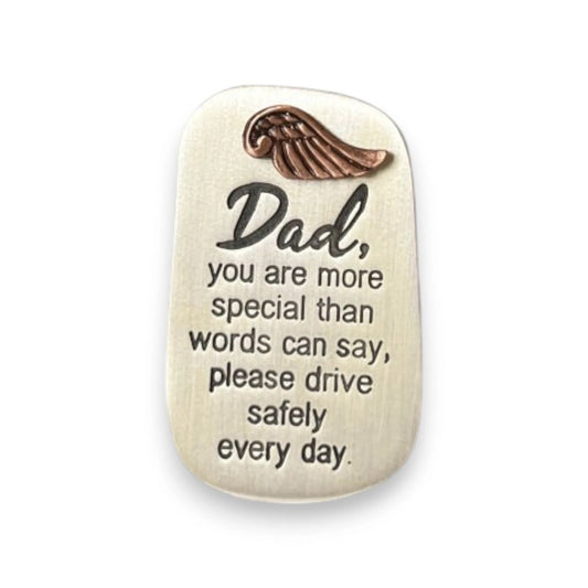 Dad, Please Drive Safely Guardian Angel Wing Car Visor Clip Gift for Father