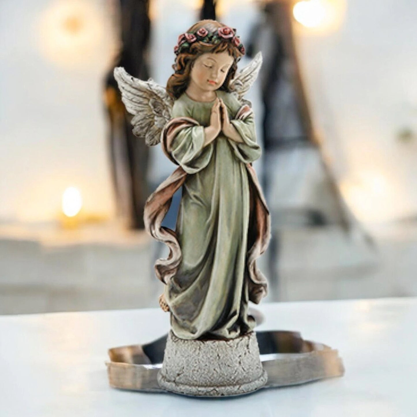 Little Girl Praying Angel Figurine - Memorial Resin Statue for Garden Decor