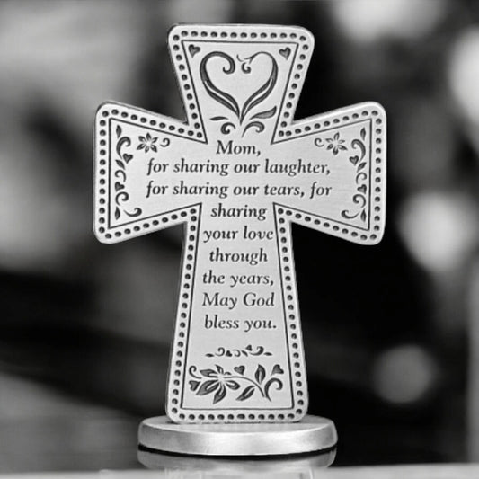 MOM 3 Inch Standing Message Cross - Heartfelt Gift with Gift Boxed Packaging