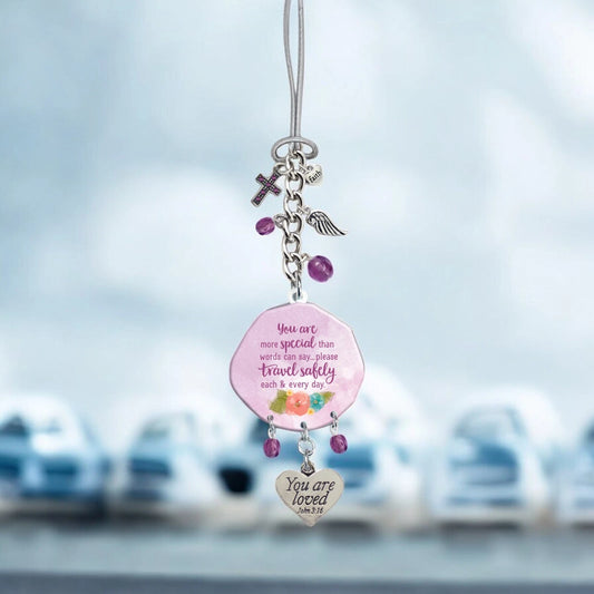 More Special Art Metal Car Charm with Charms on Silver Stretch Cord – Gift