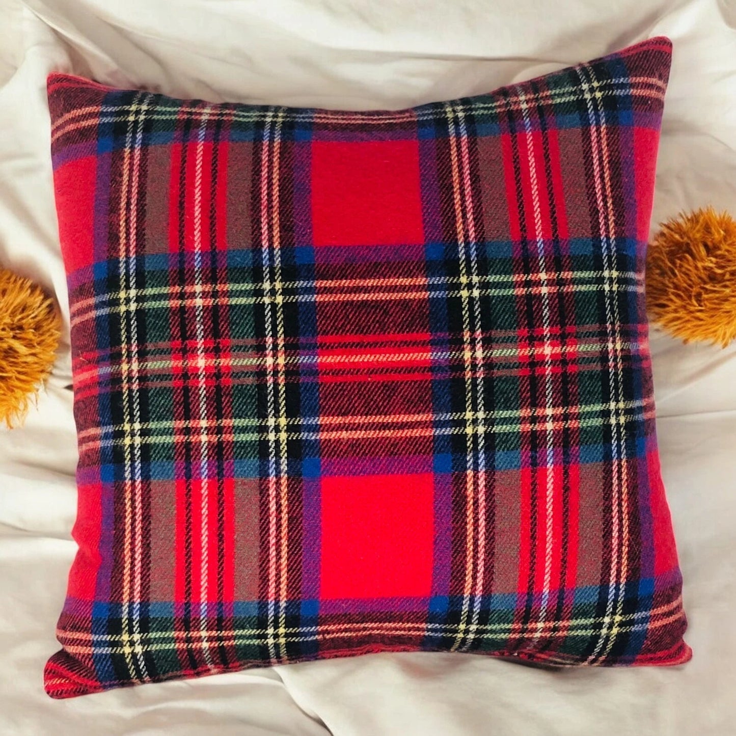 Tartan Red Plaid Balsam Fir Filled Pillow 8″ x 8″