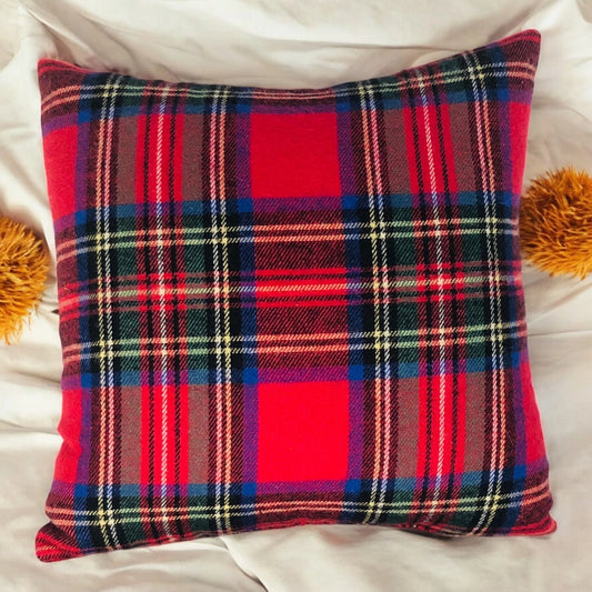 Tartan Red Plaid Balsam Fir Filled Pillow 8″ x 8″