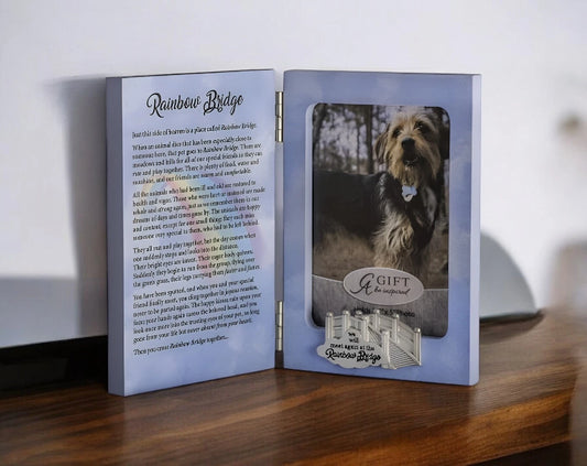Rainbow Bridge 2-Opening Hinged Picture Frame, Pet Memorial Photo Frame Gift
