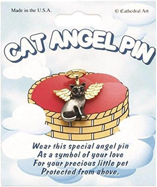 Cat Guardian Angel Winged Pin, Cute Brooch, Angelic Cat Jewelry, Cat Lovers Gift