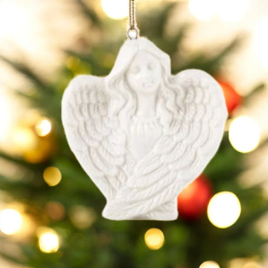 Glazed Porcelain Angel Ornament | Angel Figurine Christmas Decoration Gift