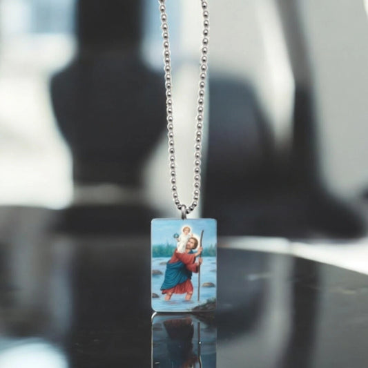 St. Christopher Car Charm on 8" Ball Chain | Religious Car Charm