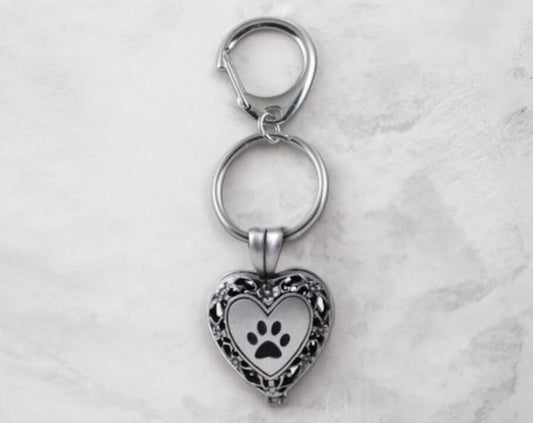Paw Print Keychain, Pet Memorial Keyring, Dog/Cat Paw Locket, Pet Loss Keepsake,