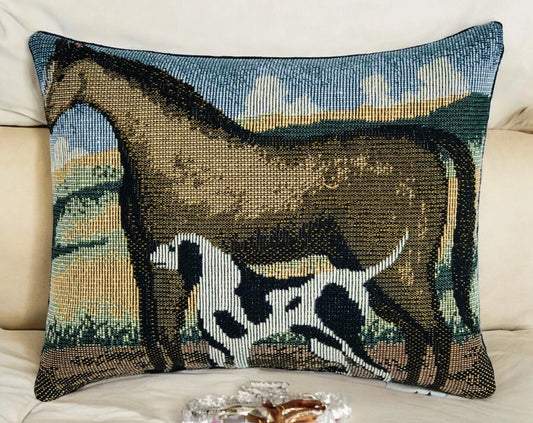 Horse and Dog Balsam Fir Filled Pillow 7x6” Maine Made