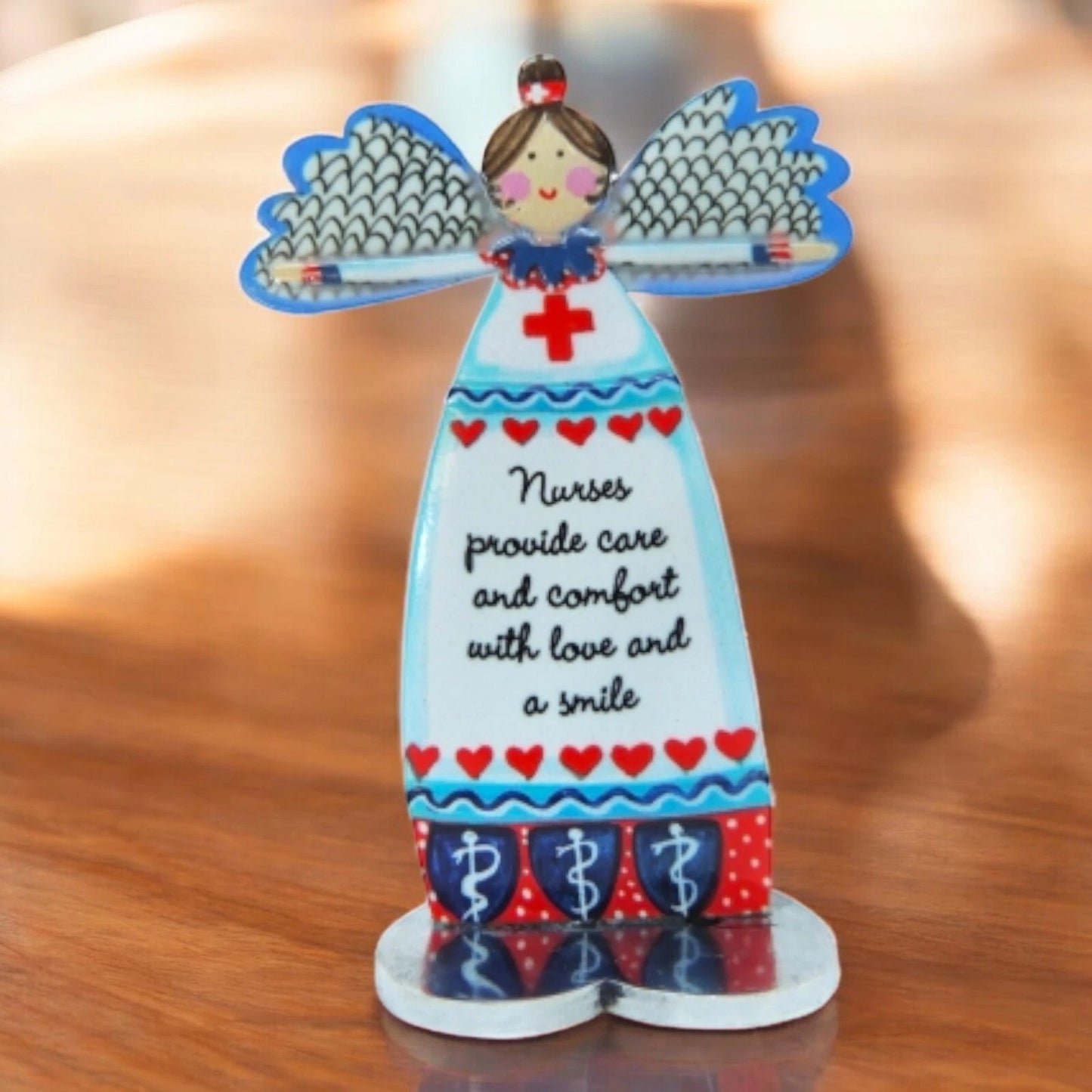 Nurses Angel Figurine 5" Open Arms Heart Base Carol Eldridge Artwork Gift