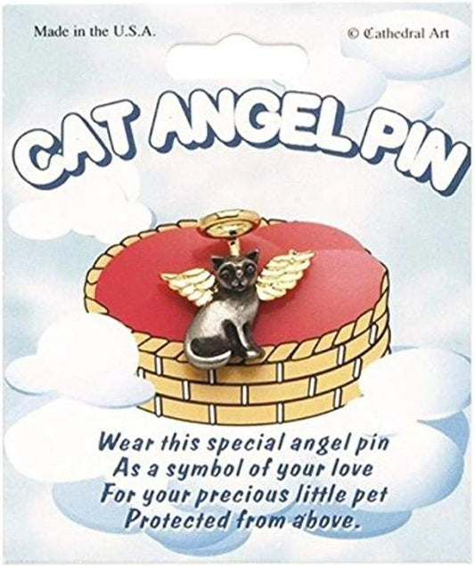 Cat Angel Pin, Cat Winged Pin, Cute Cat Guardian Brooch, Angelic Cat Jewelry