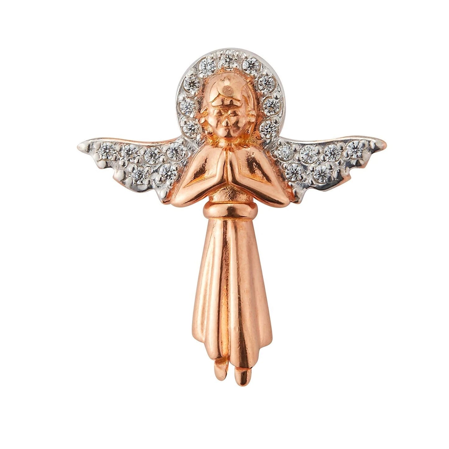 Rose Gold Sterling Silver Angel Necklace with Cz Wings - Elegant Gift for Her
