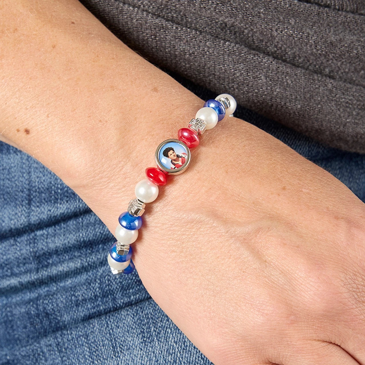 St. Carlo Acutis Bracelet Imitation Pearl Glass Beads Catholic Stretch Rosary