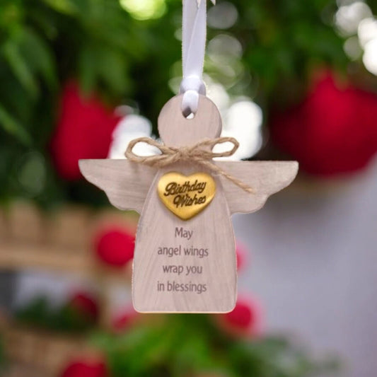 Angels Among Us Birthday Wishes Ornament - Inspirational Gift Keepsake Decoratio