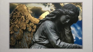 Hand Painted 4″ x 6″ Gold Leaf Matted Photo Of “Angel At Rest” by Artist Kathryn