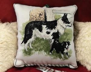 Balsam Fir Filled Mother Dog and Baby Mini Square Pomander 3X3″