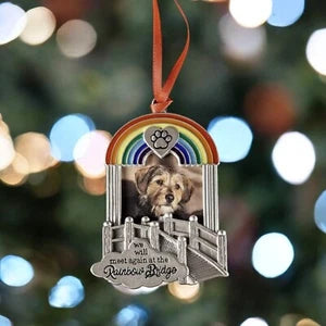 Dog/Cat Rainbow Bridge Christmas Ornament, Pet Memorial Gift, Xmas Holiday Decor