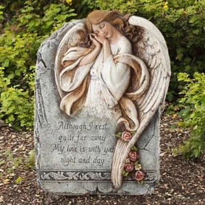 Angel Stone Plaque Memorial Decor | Garden Grave Marker | Sympathy Gift Statue