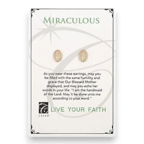 Miraculous Medal Stud Earrings - Catholic Jewelry