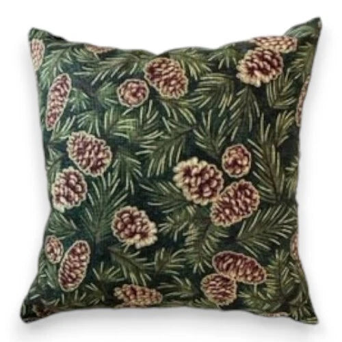 Gold Pine Cone with Branches Balsam Fir Filled Christmas Square Mini Pillow 5x5″