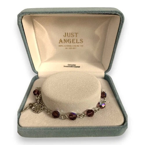 Swarovski Amethyst Rosary Bracelet, Anglican Rosary, Gemstone Catholic Jewelry