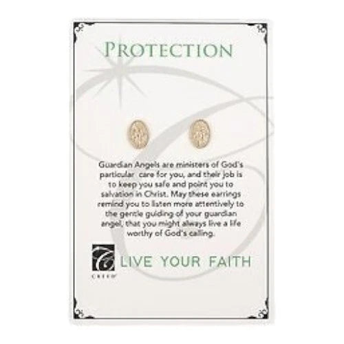 Guardian Angel Stud Earrings - Catholic Jewelry Christian Gift