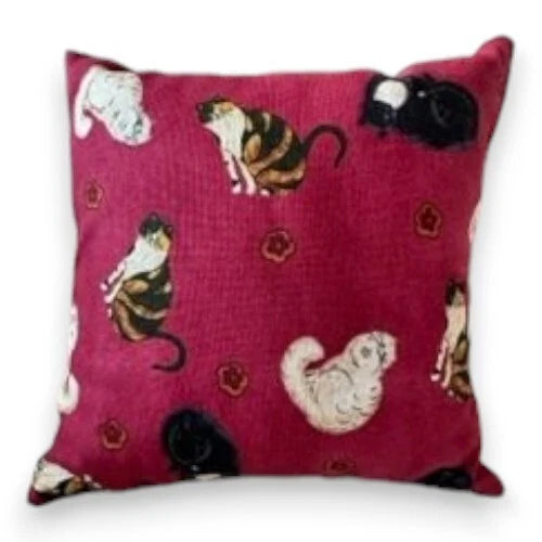 Mini Cats Balsam Fir Filled Pillow 5″ x 5″ (RED Background Fabric)