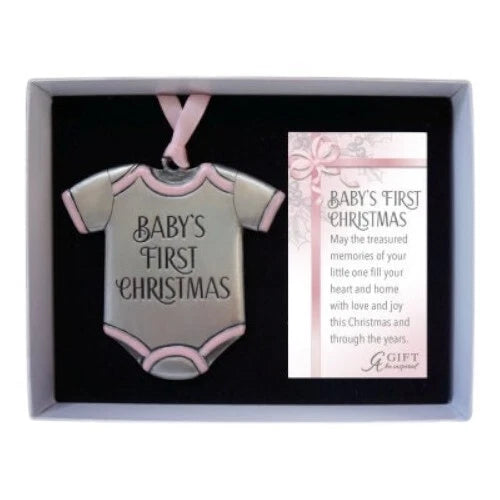 Baby Girl First Christmas bodysuit Tree Ornament 1st Holiday Decoration