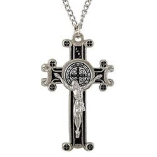 Saint Benedict Crucifix Pendant Necklace, St. Benedict Cross, Religious Jewelry