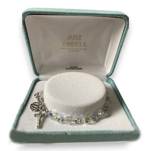 Swarovski Crystal Catholic Rosary Bracelet, Christian Jewelry