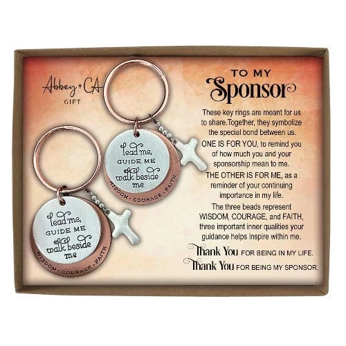 Confirmation Sponsor Key Ring Set of 2, Sponsor Gift, Beaded Cross Charm Keyrin