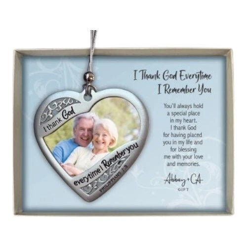 I Thank God Memorial Heart Ornament, In Loving Memory Keepsake, Picture Frame