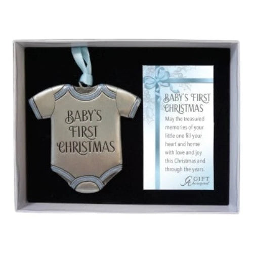 Baby Boy First Christmas bodysuit Tree Ornament 1st Holiday Decoration
