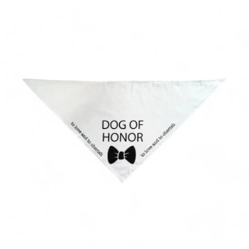Dog of Honor Wedding Bandana – 100% Polyester, Sublimated, 29"x14", Pet Accessory