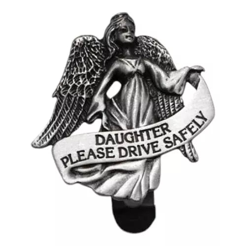Daughter Please Drive Safely Pewter Guardian Angel Visor Clip, New Driver Gift
