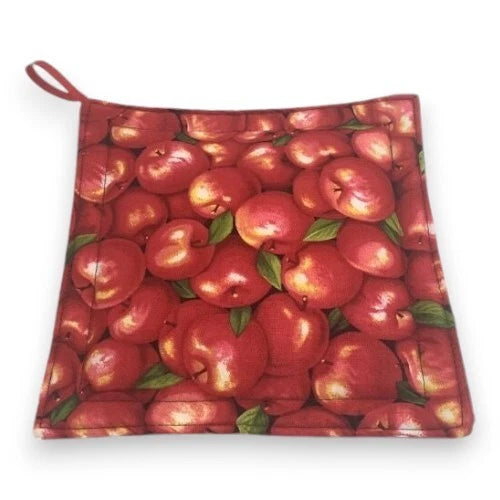 Balsam Fir Scented Filled Red Apple Kitchen Trivet Fabric 8″x8″