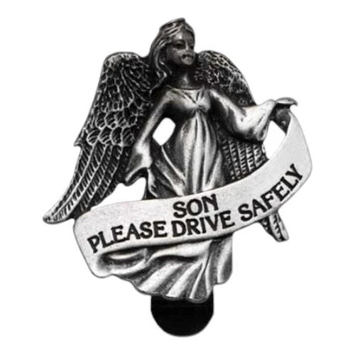Pewter Angel Son Visor Clip For Your Car, Truck - Son, Please Drive Safely