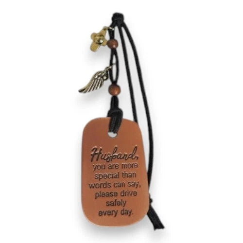 Husband Please Drive Safe Car Charms for Rear View Mirror Hanging Decoration